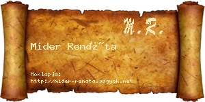 Mider Renáta névjegykártya